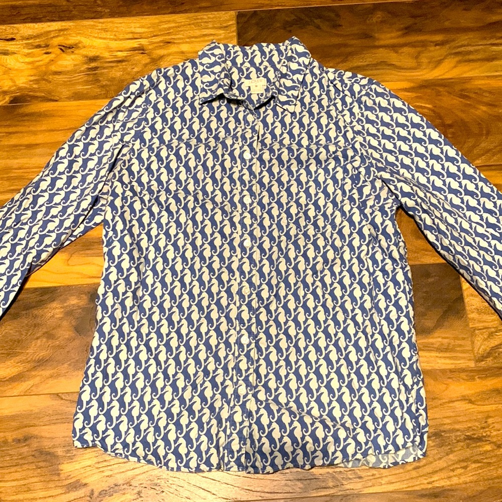 J. Crew Seahorse Pattern Medium Button Up Shirt